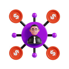 Poster - 3D Affiliate Marketing Model Maximizing Earnings and Conversions. 3d illustration, 3d element, 3d rendering. 3d visualization isolated on a transparent background