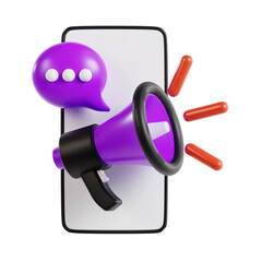 Aufkleber - 3D Mobile Marketing Model Executing Successful Mobile Strategies. 3d illustration, 3d element, 3d rendering. 3d visualization isolated on a transparent background