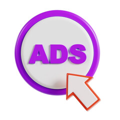 Aufkleber - 3D Paid Per Clicks Model Cost-Effective Advertising. 3d illustration, 3d element, 3d rendering. 3d visualization isolated on a transparent background