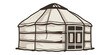 Yurt - nomad's dwelling, life in Central Asia, sketch on a white background