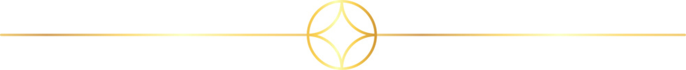 Line divider separator oriental style in shiny gold color, no background