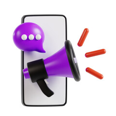 Aufkleber - 3D Mobile Marketing Model Executing Successful Mobile Strategies. 3d illustration, 3d element, 3d rendering. 3d visualization isolated on a transparent background