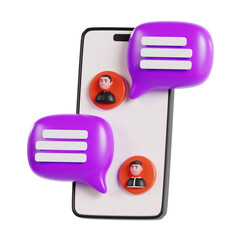 Aufkleber - 3D Mobile Message Model Leveraging Texts for Effective Communication. 3d illustration, 3d element, 3d rendering. 3d visualization isolated on a transparent background