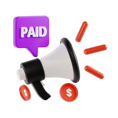 Aufkleber - 3D Paid Promote Model Reaching Relevant Audiences. 3d illustration, 3d element, 3d rendering. 3d visualization isolated on a transparent background
