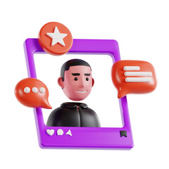 Poster - 3D Social Media Influencer Model Online Personalities for Brand Promotion. 3d illustration, 3d element, 3d rendering. 3d visualization isolated on a transparent background