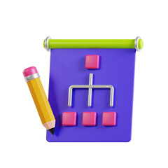 Aufkleber - 3D Flowchart Model Complex Workflow Mapping. 3d illustration, 3d element, 3d rendering. 3d visualization isolated on a transparent background