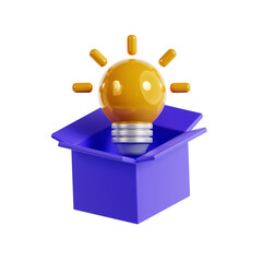 Poster - 3D Think Out Of The Box Model Sparking Creativity for Breakthrough Results. 3d illustration, 3d element, 3d rendering. 3d visualization isolated on a transparent background