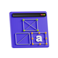 Aufkleber - 3D Wireframing Model Creating Seamless Digital Experiences. 3d illustration, 3d element, 3d rendering. 3d visualization isolated on a transparent background
