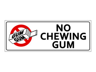 Wall Mural - No chewing gum. Ban sign with silhouette of chewing gum package and text. Horizontal shape, sticker.