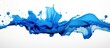 3D rendering blue paint splash isolated on white background. Generate AI image