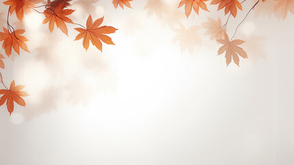 Wall Mural - white background with copy space yellow autumn leaves layer postcard.