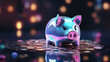 hologram piggy bank meaning investment and saving in technology concept photo