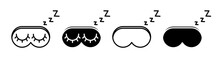 Night Eyemask Line Icon. Restful Sleep Cover Icon In Black And White Color.