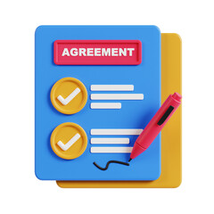 Aufkleber - 3D Agreement Paper Model Contracts and Legal Documents. 3d illustration, 3d element, 3d rendering. 3d visualization isolated on a transparent background