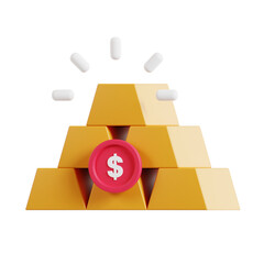 Poster - 3D Gold Investment Model Smart Investment Strategies. 3d illustration, 3d element, 3d rendering. 3d visualization isolated on a transparent background