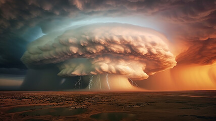 Wall Mural - tornado disaster sunset bright colors meteorology.