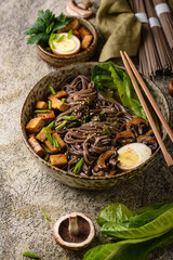 Wall Mural - Soba noodle with tofu and mushroom