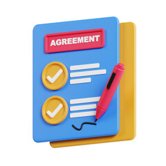 Aufkleber - 3D Agreement Paper Model Contracts and Legal Documents. 3d illustration, 3d element, 3d rendering. 3d visualization isolated on a transparent background