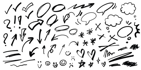 decorative doodles sketch scribble hand drawn handmade pencil pen marker set vector graphic design i