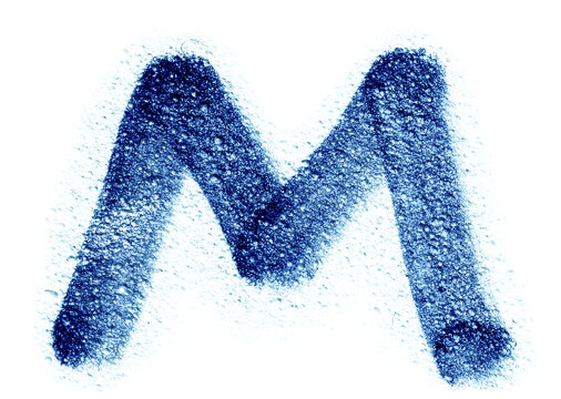 handwritten letter M with felt-tip pen isolated, png asset.
