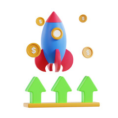 Aufkleber - 3D Financial Startup Model Financial Options for New Ventures. 3d illustration, 3d element, 3d rendering. 3d visualization isolated on a transparent background