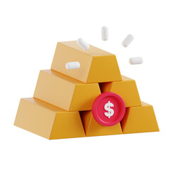 Poster - 3D Gold Investment Model Smart Investment Strategies. 3d illustration, 3d element, 3d rendering. 3d visualization isolated on a transparent background