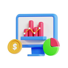 Aufkleber - 3D Investment Diagram Model Techniques for Effective Financial Analysis. 3d illustration, 3d element, 3d rendering. 3d visualization isolated on a transparent background