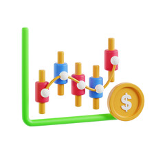 Aufkleber - 3D Stock Market Investment Model Successful Investment and Financial Freedom. 3d illustration, 3d element, 3d rendering. 3d visualization isolated on a transparent background