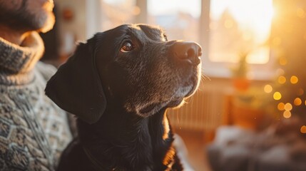 Shot from the Perspective of a Pet Looking Up at their Owner, capturing a unique bond in a bright, homely environment