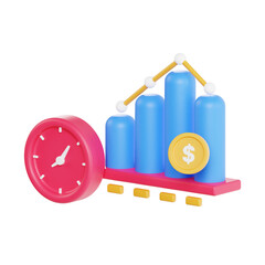 Aufkleber - 3D Long Term Investment Model Investing for Tomorrow. 3d illustration, 3d element, 3d rendering. 3d visualization isolated on a transparent background