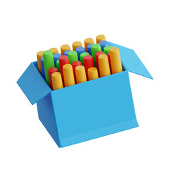 Poster - 3D Chalk Model Creative Activities for Kids. 3d illustration, 3d element, 3d rendering. 3d visualization isolated on a transparent background