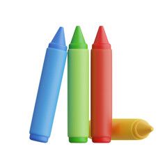 Poster - 3D Crayons Model Play and Creative Beautiful Drawings. 3d illustration, 3d element, 3d rendering. 3d visualization isolated on a transparent background