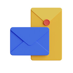 Aufkleber - 3D Envelopes Model Addressing and Sending Mail. 3d illustration, 3d element, 3d rendering. 3d visualization isolated on a transparent background