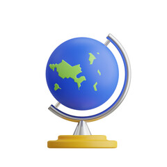 Poster - 3D Globe Model Learning About Countries and Cultures. 3d illustration, 3d element, 3d rendering. 3d visualization isolated on a transparent background