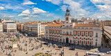 Fototapeta Tulipany - Madrid Spain, high angle view city skyline at Puerta del Sol
