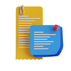 Poster - 3D Sticky Note Model Creativity with Colorful Messages. 3d illustration, 3d element, 3d rendering. 3d visualization isolated on a transparent background