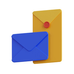 Aufkleber - 3D Envelopes Model Addressing and Sending Mail. 3d illustration, 3d element, 3d rendering. 3d visualization isolated on a transparent background