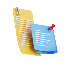 Poster - 3D Sticky Note Model Creativity with Colorful Messages. 3d illustration, 3d element, 3d rendering. 3d visualization isolated on a transparent background