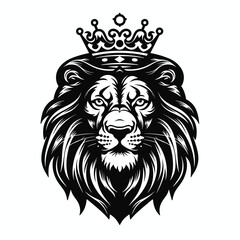 Poster - A lion head crown mascot logo icon template vector illustration