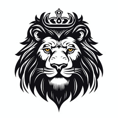 Wall Mural - A lion head crown mascot logo icon template vector illustration