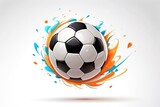 Fototapeta Sport - Soccer ball with paints splash on a white background illustration.