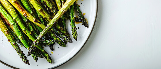 Roasted Asparagus, with empty copy space, food advertising, professional food photography	