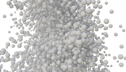 Poster - Abstract white 3d background with scattered small balls particles in white