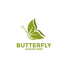 Wall Mural - Creative Butterfly and leaf Logo Icon Vector, Butterfly logo design template