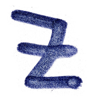 handwritten letter Z with felt-tip pen isolated, png asset, poster element.