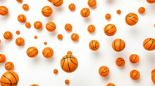 Many Basketball Balls Flying On White Background