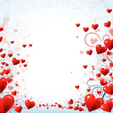 Fototapeta Kwiaty - Valentine day heart shape, many big and small hearts. Love illustration