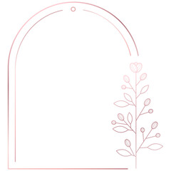 Wall Mural - Rose gold floral circle line frame border