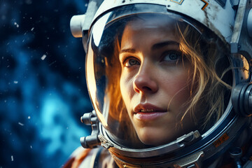 Wall Mural - mankind exploring the space using astronaut protective suit generative ai closeup futurism