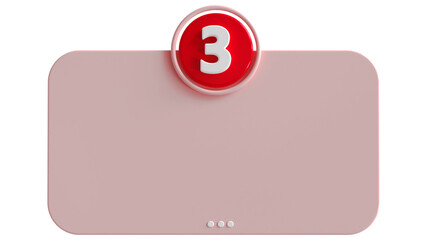Poster - 3d number 3 with text box empty 3d render